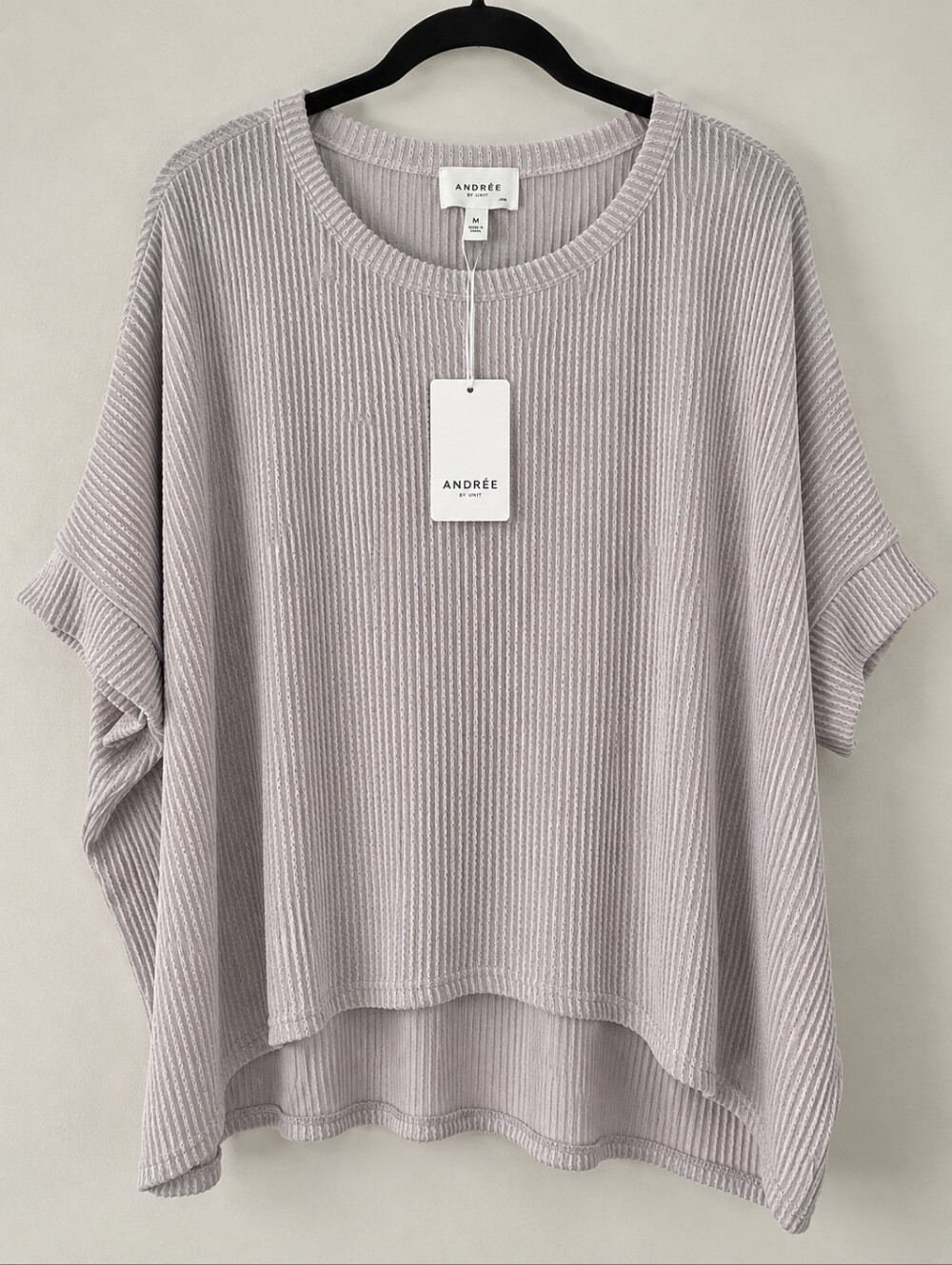 Andree Soft Gray Ribbed Relaxed Tunic